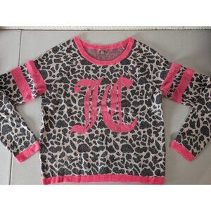 JUICY COUTURE AUTHENTIC PINK & GRAY LEOPARD PRINT SWEATER Size Large
